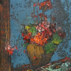 Vase full of red flowers